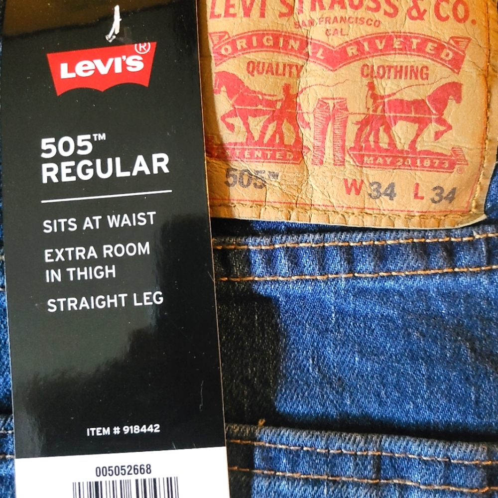 Levi's Men's 505 Jean Regular Fit  Straight Leg 34x34 NWT